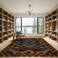 thumbnail image 2 of ODIKA 9'x12' Washable Area Rug Low Pile, Flatwoven, Throw Featuring Large Checkerboard Border Bands Couch Checkered for Great Room, Indoor Concept, Living, 2 of 7