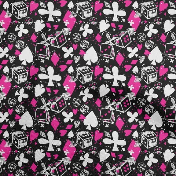 oneOone Velvet Fuschia Pink Fabric Poker Card Dress Material Fabric Print Fabric By The Yard 58 Inch Wide