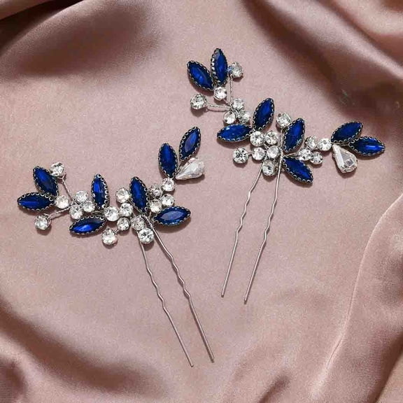 Crystal Bridal Hair Pins Rhinestone Bride Wedding Hair Piece Hair Accessories for Women and Girls (Pack of 2) (H Light Green)
