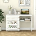thumbnail image 4 of Gymax Folding Sewing Table w/ Compact Design Storage Shelf 2 Trays & 18 Pegs White, 4 of 10