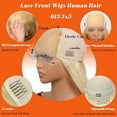 thumbnail image 2 of 613 5x5 Lace Front Wig Human Hair 200 Density 36 Inch Body Wave 613 Blonde Wig Human Hair 5x5 200 Density HD Lace Front Closure Wigs Human Hair Blonde Pre Plucked for Women, 2 of 5
