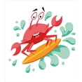 thumbnail image 3 of Ambesonne Ride the Wave Duvet Cover Sets, Caricature Crab, 2-King, Dark Coral Mint Orange, 3 of 7