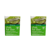 Just for Her Individually Wrapped Flushable Cleansing Wipes For Sensitive Skin, Soothing Aloe, 12 Wipes (2 Boxes) 24 Ct Total
