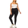 thumbnail image 3 of Women's Plus Size Microfiber Full Length Solid Leggings, Soft Stretch High Waist Pants, 3 of 5