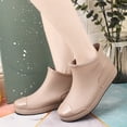 thumbnail image 5 of pwidon Waterproof Rain Boots Women Slip On Short Ankle Slip Resistant Flat Sole Embossed Detail Rubber Casual Wet Weather Women Rain Footwear Khaki 40, 5 of 6