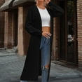 thumbnail image 2 of Lovskoo 2024 Long Cardigans for Women Trendy Solid Loose Long Sleeve Sweater Cardigan Coat Black, 2 of 7