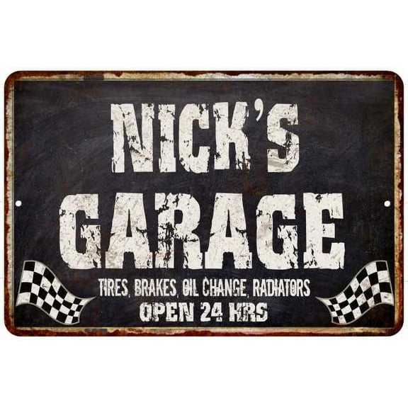 NICK'S Garage Black Grunge Gift Sign 12x18 Decor Gift 112180005095