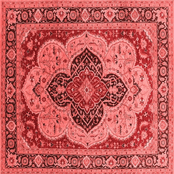 Ahgly Company Indoor Square Oriental Red Industrial Area Rugs, 3' Square