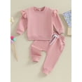thumbnail image 2 of Bagilaanoe 2PCS Baby Girl Pants Set Newborn Long Sleeve Sweatshirt Pullover Tops + Sweatpants 6M 12M 18M 24M Infant Casual Sweatsuits, 2 of 8
