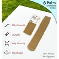 thumbnail image 4 of Sheer Knee High Socks, 6 Pairs 20D Premium Silky Soft Nylon Stockings Control Top Reinforced Toe, 4 of 6