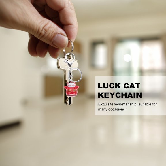 ETEREAUTY 3-Pack Hanging Cat Keychain Set with Assorted Colors Lucky Cat Charms Decorative Pendants