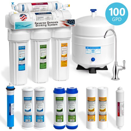 Undersink Reverse Osmosis - Express Water Reverse Osmosis Water Filtration System – 5 Stage RO Water Filter with Faucet and Tank – Under Sink Water Purifier – plus 4 Free Replacement Filters – 100 GPD