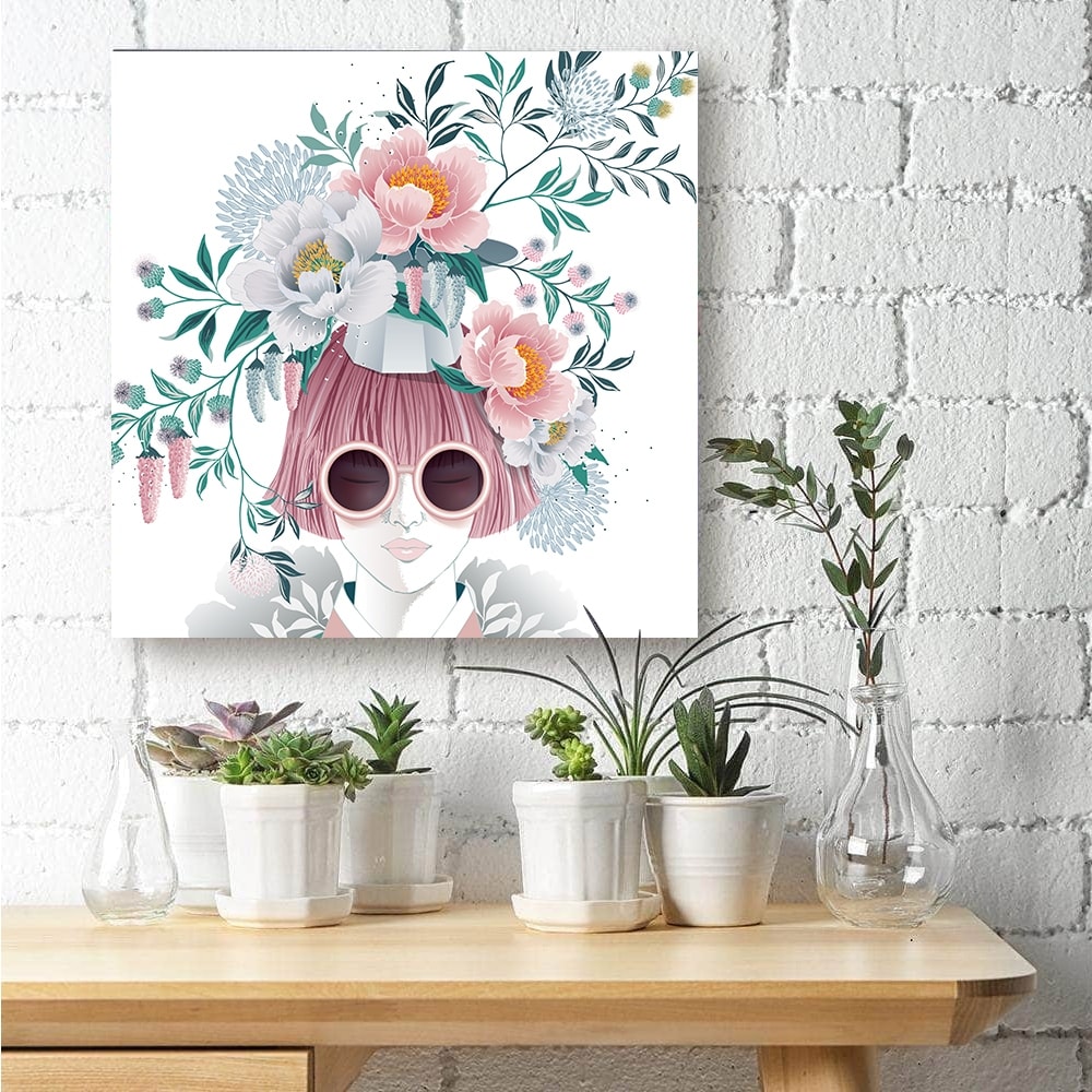 Beauty from Within Flowerhead -14"x14" Canvas Artwork - Multi-Color 16 x 20
