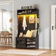 thumbnail image 7 of ChVans 75''H LED Farmhouse Hall Tree with Bench and Shoe Storage, Black Hall Tree with Storage Bench,12 Shoe Cabinet,Umbrella Holder&Sock Storage Drawer,Mudroom,Hallway,Entryway Furniture, 7 of 7
