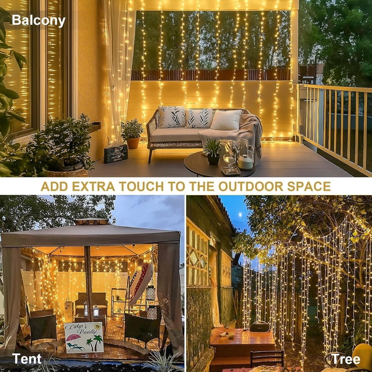 JMEXSUSS LED Curtain String Lights Plug-In, 9.8x9.8ft photo 8