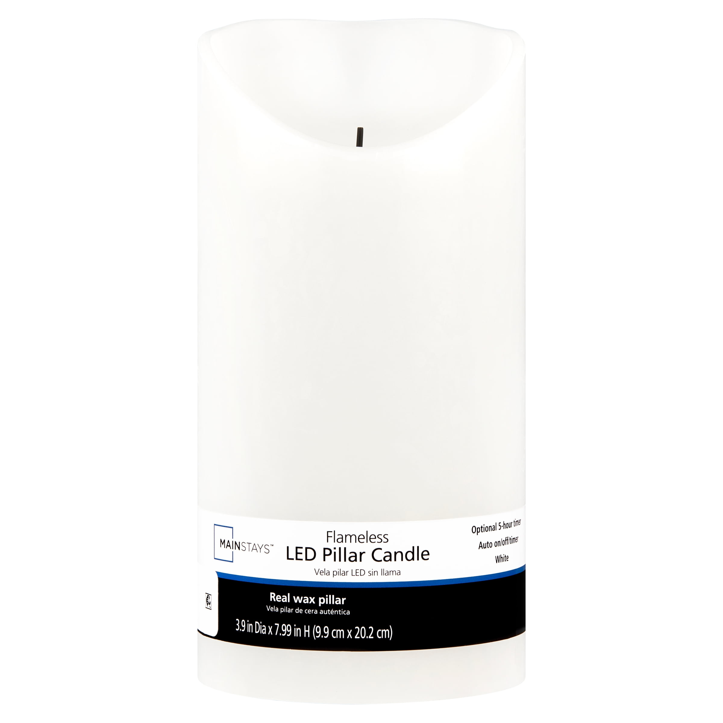 (2 pack) Mainstays Unscented Flameless LED Pillar Candle, White, 4 x 8 in