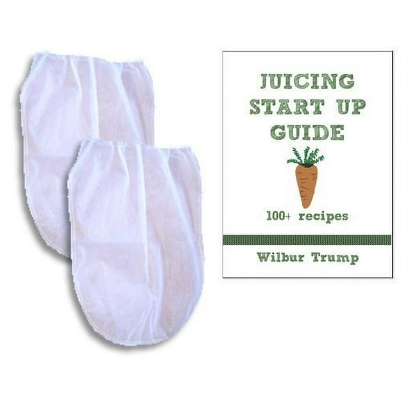 2 Fine Mesh Nut Milk Jelly Strainer Bags (1 Gal) XL Extra Large   Juicing and Sprouting eBook "Juicing Start Up Guide"