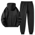 thumbnail image 6 of Babcutegg Mens Letter Print Outfit 2-Piece Hooded Sweathsirt and Jogger Sweatpants Loose Casual Set Dark Gray Size L, 6 of 7