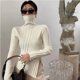 thumbnail image 3 of Suéter de cuello alto para mujer, otoño invierno 2021, nuevo jersey con abertura lateral, moda coreana, suéteres de punto, manga larga acampanada, básico, 3 of 5