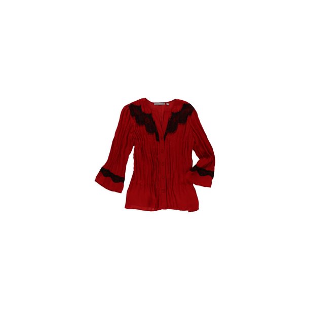 Blusa con botones de encaje NY Collection para mujer rojo extragrande