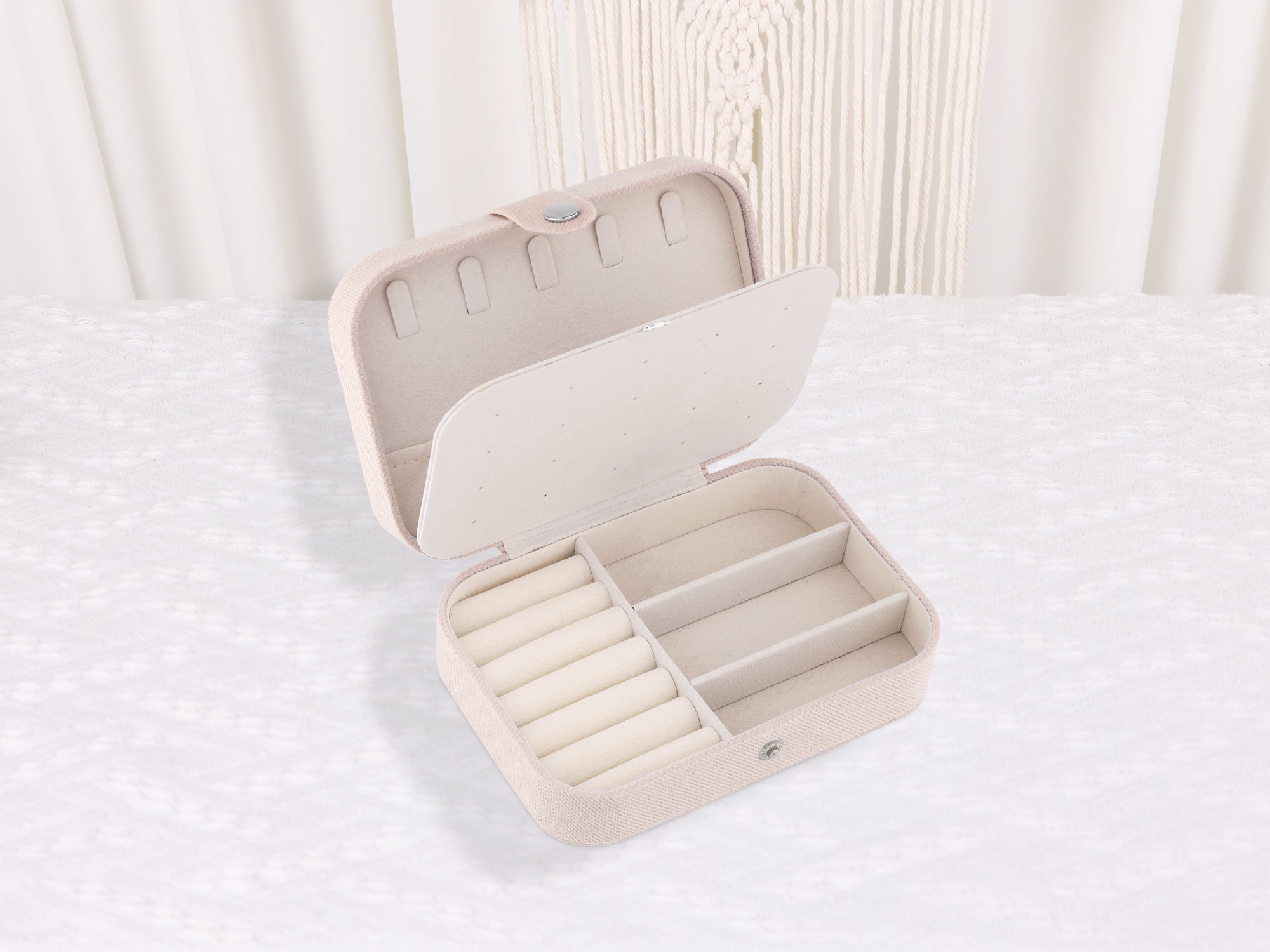 Unique Bargains Travel Compact Jewelry Box for Women Light Khaki