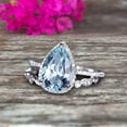 thumbnail image 4 of Pear Shape Blue Gemstone With Split Shank Halo Design 1.75 Carat Aquamarine Engagement Ring Bridal Set Anniversary Gift On 10k White Gold, 4 of 5