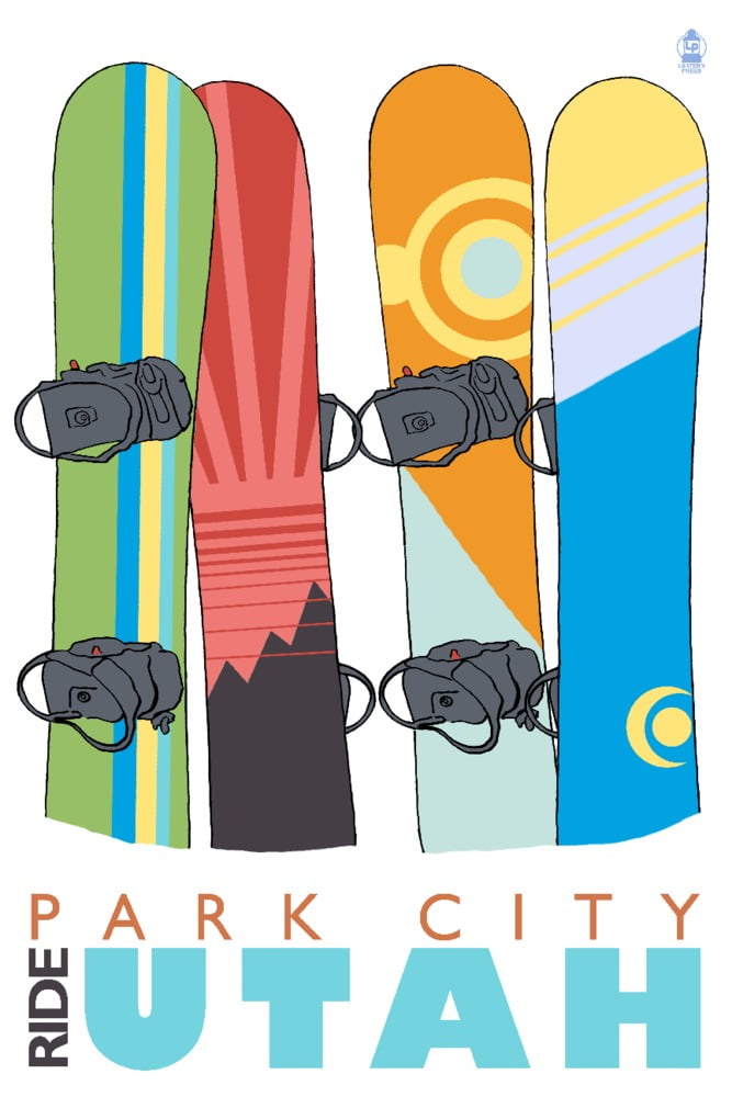 Park City, Utah, Ride, Snowboards in Snow (16x24 Giclee Gallery Art Print, Vivid Textured Wall