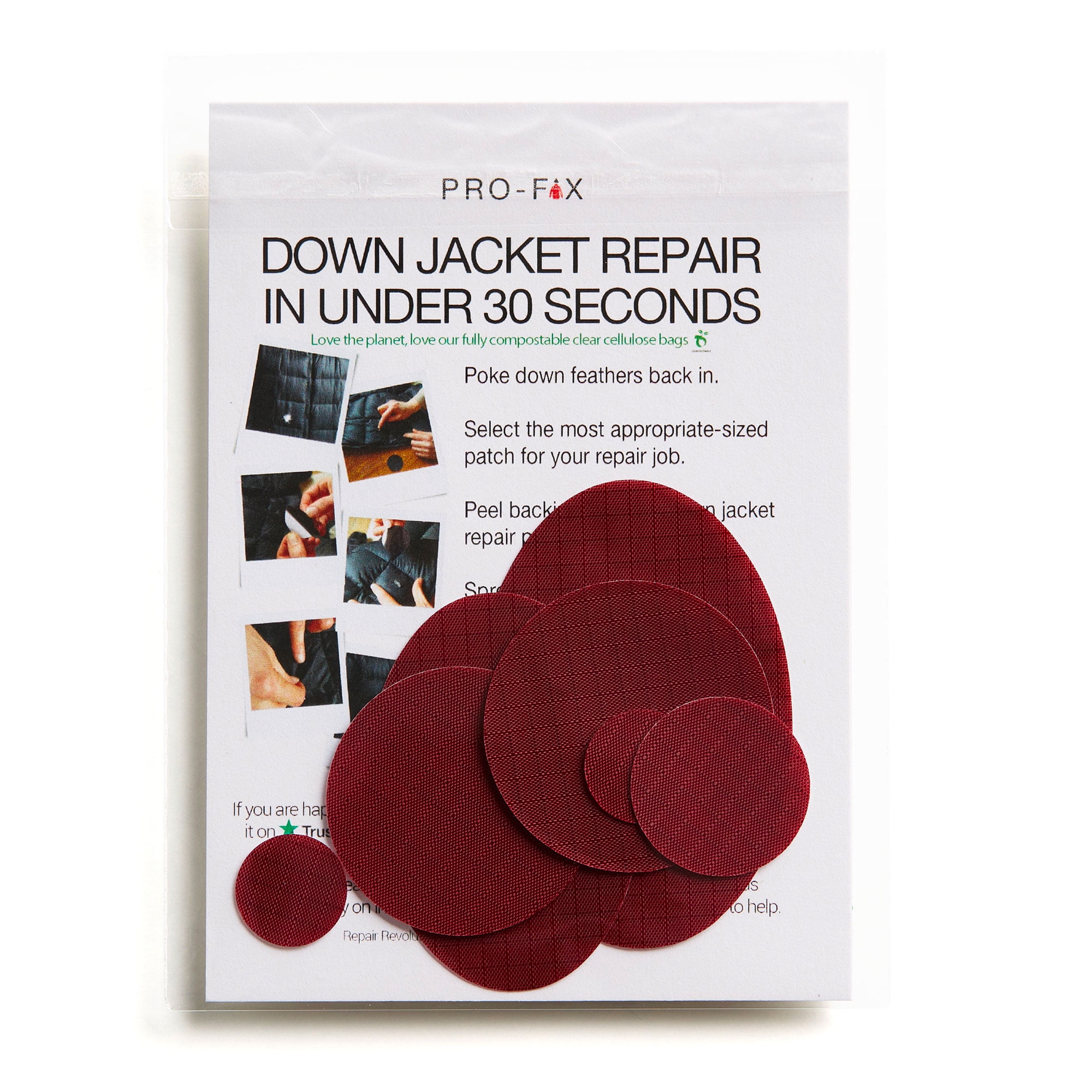ProFix SelfAdhesive Down Jacket Repair Patches Burgundy