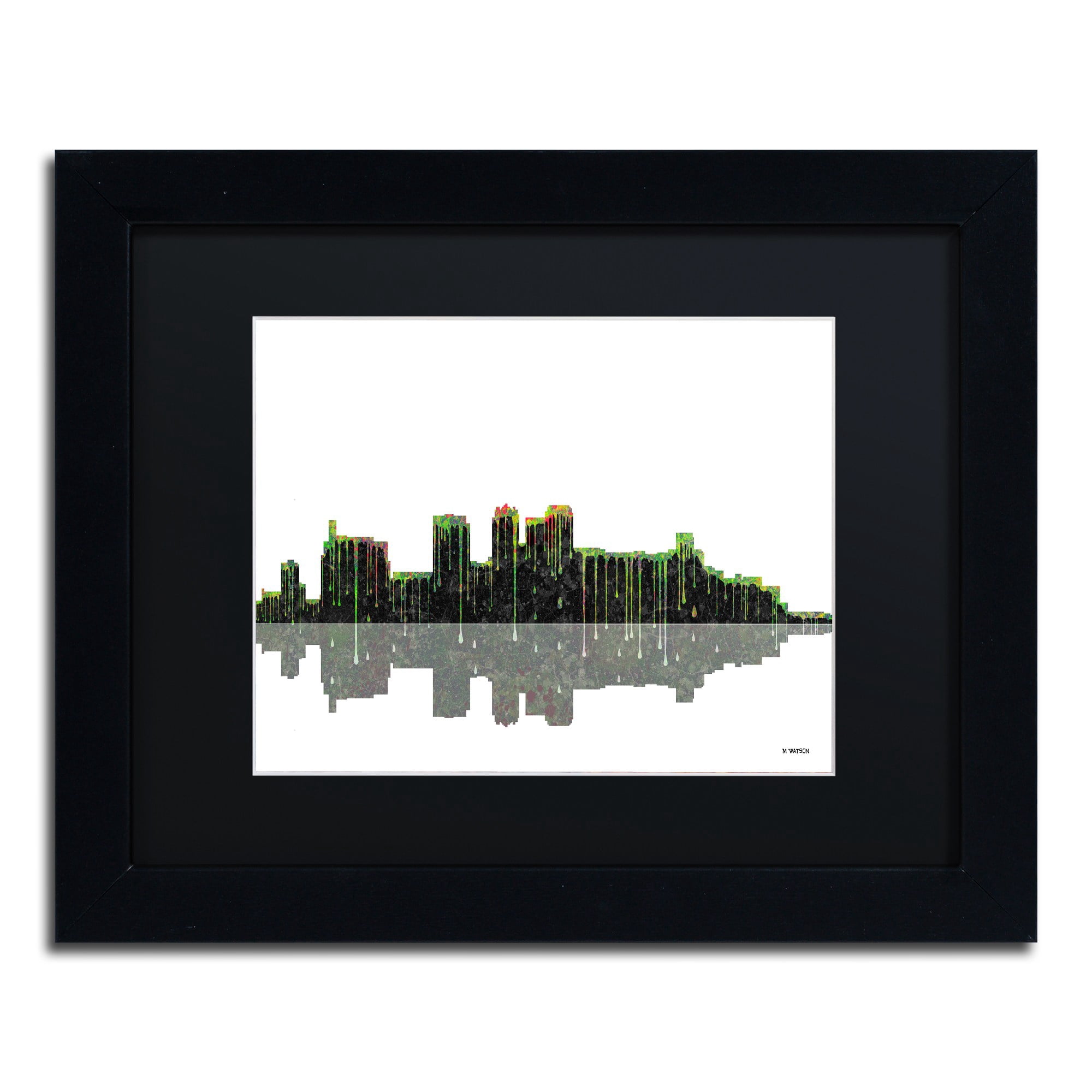 Trademark Fine Art "Birmingham Alabama Skyline II" Canvas Art by Marlene Watson Black Mat, Black Frame