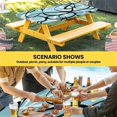 thumbnail image 6 of Aqua Geometric Table Cloths for 4 Foot Rectangle Tables, Modern Black White Striped Abstract Lines Patio Waterproof Elastic Fitted Tablecloths, Washable Rectangular Table Cover for Camping, 6 of 8