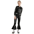 thumbnail image 4 of iiniim Kids Girls Modern Jazz Hip Hop Dance Outfits Long Sleeves Bomber Jacket with Bell-bottoms Pants Set Size 6-16 Black 16, 4 of 7