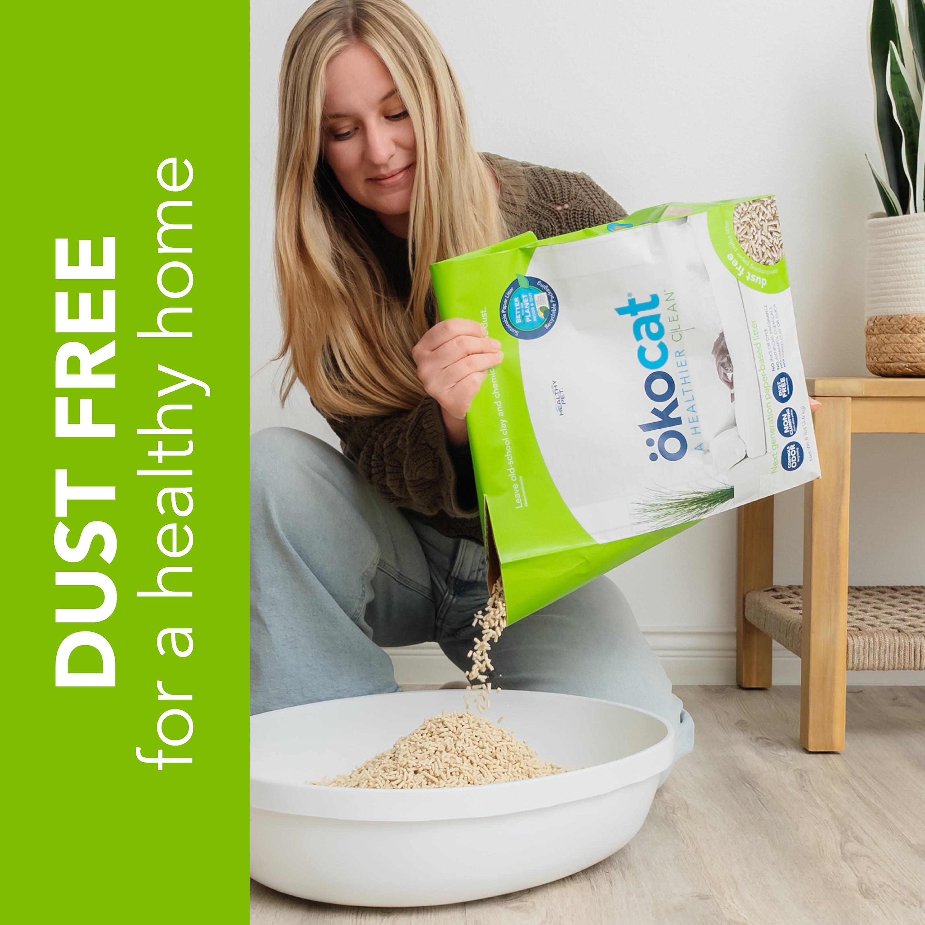 okocat Dust Free Cat Litter, Non-clumping Paper Pellet, Unscented, 8.0 lbs