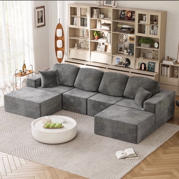 Homall U-shaped Multi-person Boneless Sectional Couches and Sofas Modular Sectional No Assembly Required Living Room Sofa Furniture Sets