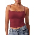thumbnail image 3 of Women'S Lace Camisole Square Neck Sleeveless Spaghetti Strap Basic Tank Top Brick Red M, 3 of 6