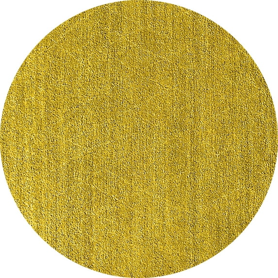 Ahgly Company Machine Washable Indoor Round Oriental Yellow Industrial Area Rugs, 7' Round