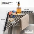 thumbnail image 3 of Triangle Dish Drying Rack for Sink Corner, Roll Up Folding Stainless Steel Multipurpose Over The Sink Dish Drainer Mat for Kitchen (Black), 3 of 6