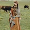 thumbnail image 4 of Oversized Ethnic Poncho Wrap for Women, Slit Open Boho Shawl Cape,one size fits all,1, 4 of 58