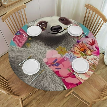 

Tllo0ord Fitted Round Tablecloth Waterproof Table Cloth with Elastic Edge Table Cover for Indoor Outdoor 38-42