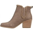 thumbnail image 2 of Toms Everly Taupe Grey Leather/Faux Shearling Pull On Block Heel Fashion Boots (Taupe Grey Leather/Faux Shearling, 12), 2 of 5