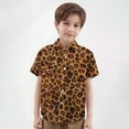 thumbnail image 2 of LIIPEE Boys Girls Tops Cartoon Leopard Printed Short Sleeve Turndown Collar Button Shirt With Pocket Toddler Stylish Birthday Tee Shirts,Multicolour,3-4 Years, 2 of 5