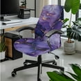 thumbnail image 3 of ZIATUBLES Violet Marble Print 5 Piece Office Chair Protector Set Includes Elastic Chair Cover Armrest Slipcovers, PU Leather Remote Control Holder and Square Tissue Box Cover, L, 3 of 7