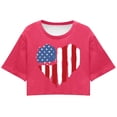 thumbnail image 4 of TSADFHJI Hauts Femmes Manches Courtes Crop Tops Décontractés Mode Imprimé Col Rond Manches Courtes T-Shirt TTG, 4 of 4