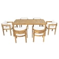 thumbnail image 3 of Christopher Knight Home 7-Piece Outdoor Patio Dining Set with Beige Cushions, 6 Seats, Teak Finish, 3 of 16