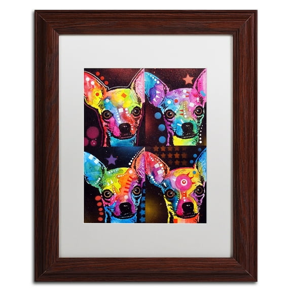 Trademark Fine Art "Chihuahua 4x" Canvas Art by Dean Russo, White Matte, Wood Frame