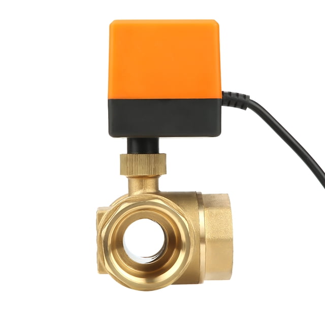 Válvula eléctrica de bola motorizada de 3 vías de latón DN32 G1-1/4 para aire acondicionado DC24V
