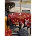 thumbnail image 4 of Outdoor Tablecloth with Umbrella Hole and Zipper, Christmas Yellow Snowflake Square Table Cloth 60x60 Inch Waterproof Tablecloth, Winter Xmas Classic Red Picnic Table Cover for Patio Camping, 4 of 7