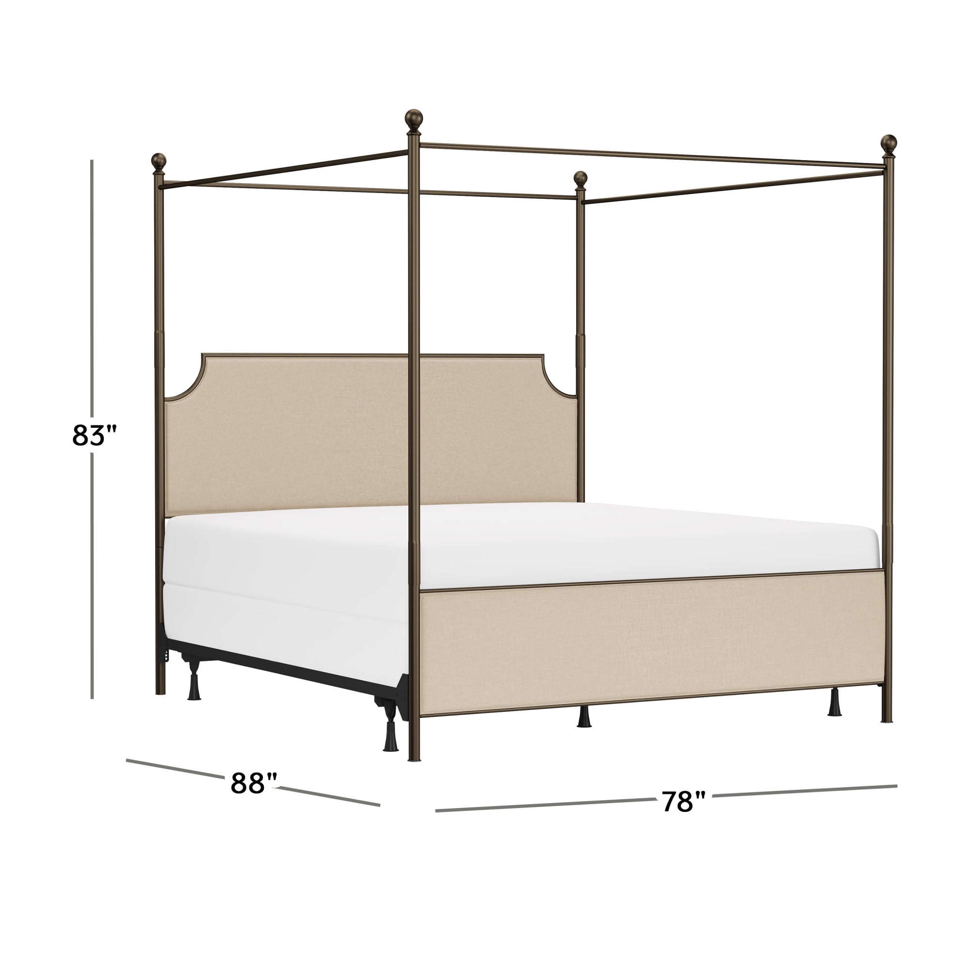 Hillsdale Furniture McArthur Metal Upholstered Canopy King Bed, Bronze with Linen