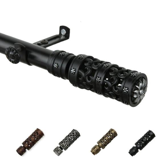 13/16" Dia Adjustable 28-48" Rocco Curtain Rod in Black