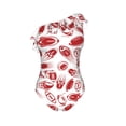 thumbnail image 4 of Yiaed Red Football Print Women One Piece Swimsuits Tummy Control One Shoulder Bathing Suits Pattern Ruffle Swimwear-XX-Large, 4 of 8