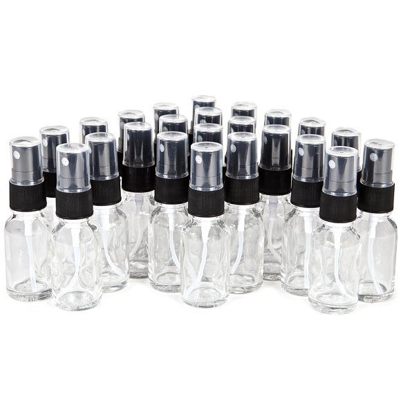 Botellas de vidrio Vivaplex de 15 ml (1/2 oz) con rociador negro de niebla fina